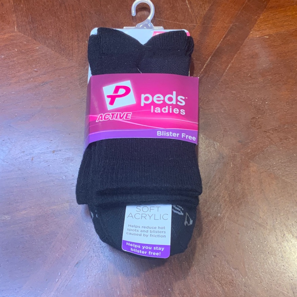 Peds Ladies Black Blister-Free Socks 3 Pairs Shoe Size 5-10